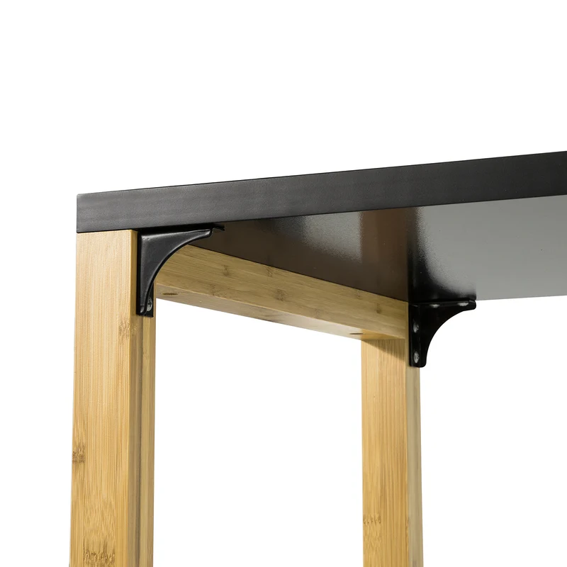 SoBuy FWT56-SCH Bar Table Haute de Bar Mange- 2 étagères de Rangement Pied