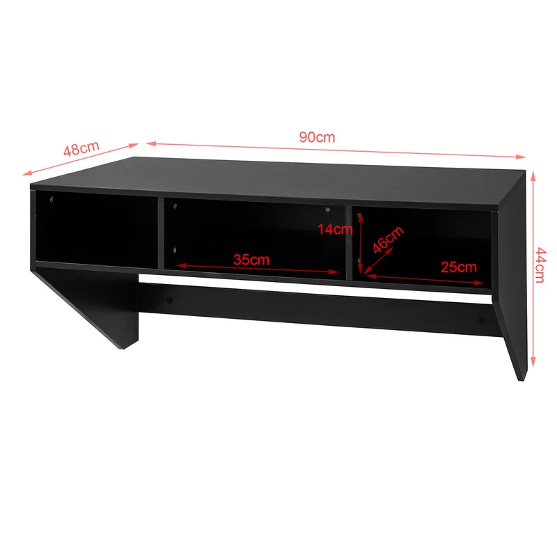 SoBuy FWT14-SCH Table murale Table de cuisine Bureau informatique avec 3 compartiments