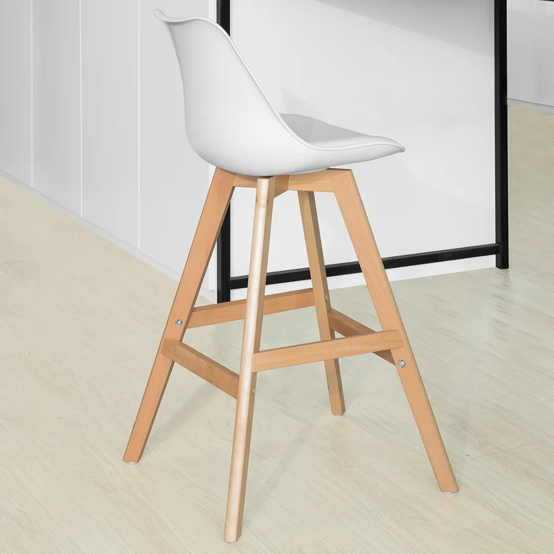 SoBuy FST69-W Tabouret de Bar Tabouret Haut Cuisine avec Dossier et Repose-Pieds