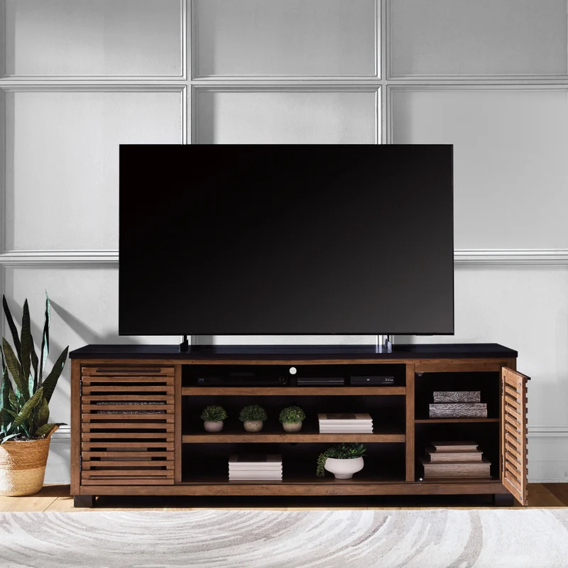 Meuble de télévision XL en bois/MDF bicolore avec 2 portes - Kallari