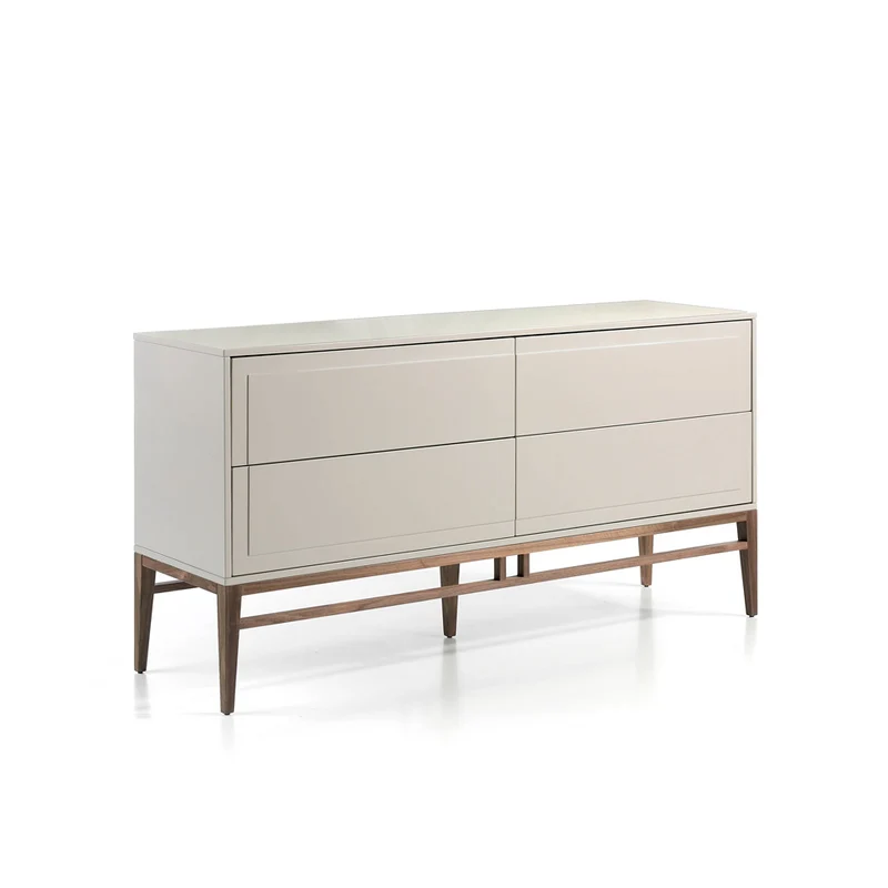 Buffet design laqué avec tiroirs et pieds en bois noyer – Angel Cerda 3074
