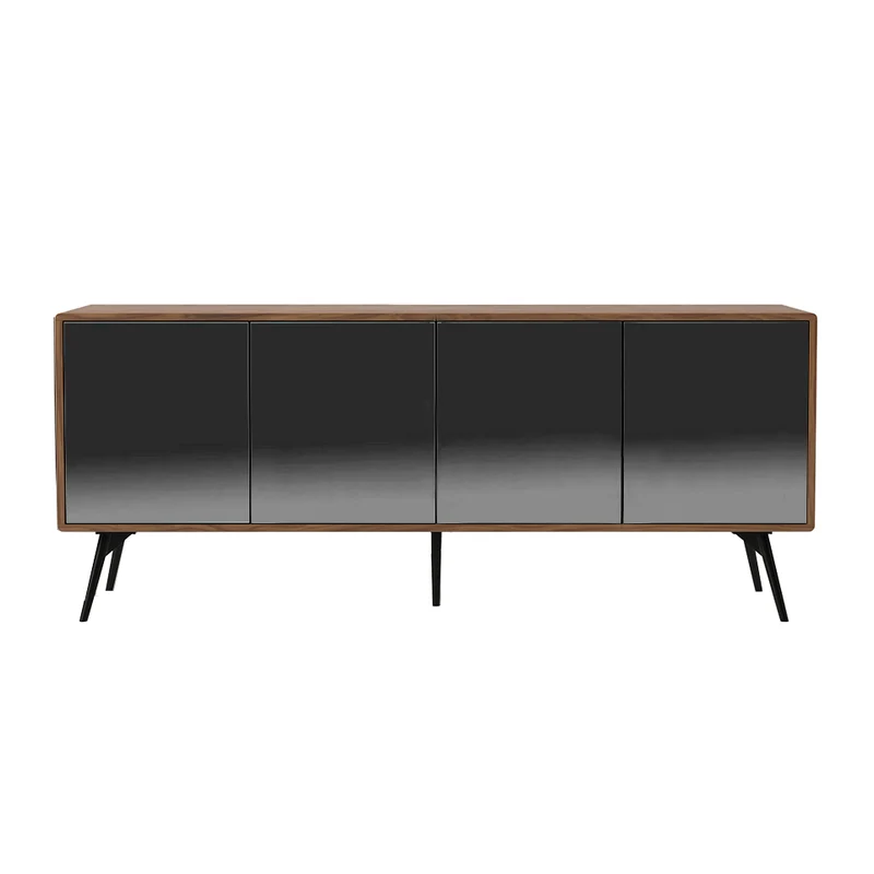 Buffet design en bois de noyer avec portes en verre miroir noir – Angel Cerda 3061