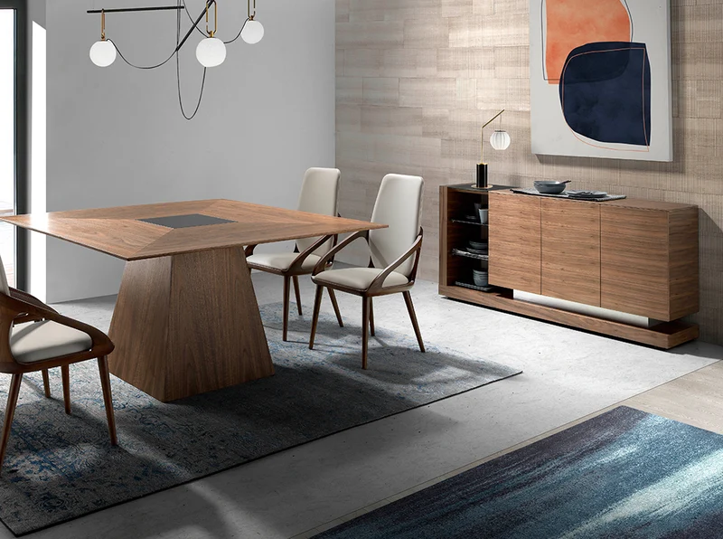 Buffet design en noyer avec verre teinté noir – Angel Cerda 3140