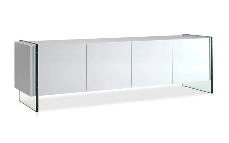 Buffet design en noyer et verre trempé
