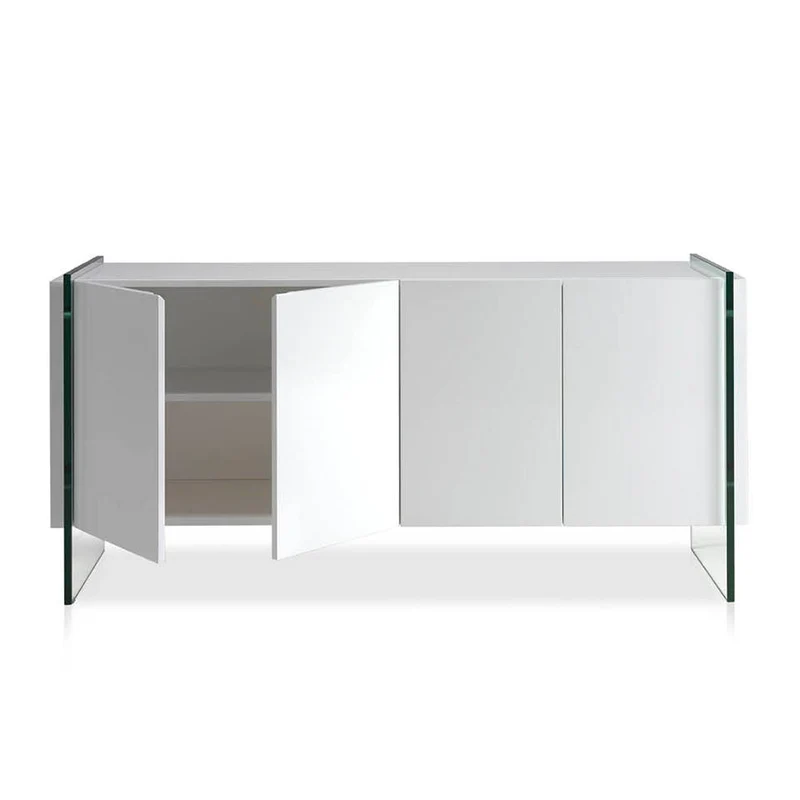 Buffet design en noyer et verre trempé