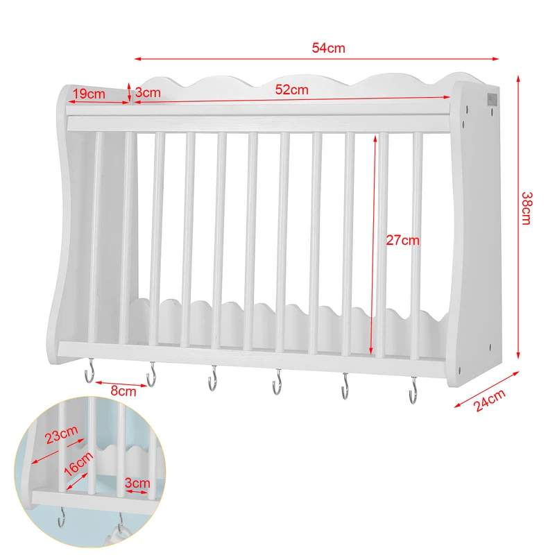 SoBuy FRG275-W Porte-assiettes murale Meuble de rangement d'assiettes mural