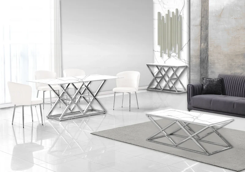 Chaise de salle à manger design en tissu bouclé écru - Diva x4