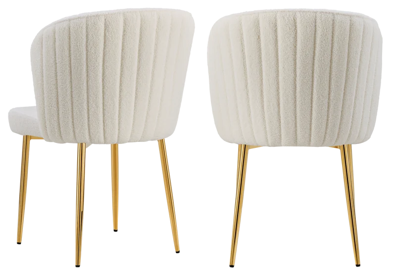 Chaise de salle à manger design en tissu bouclé écru - Diva x4