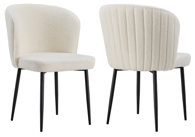 Chaise de salle à manger design en tissu bouclé écru - Diva x4