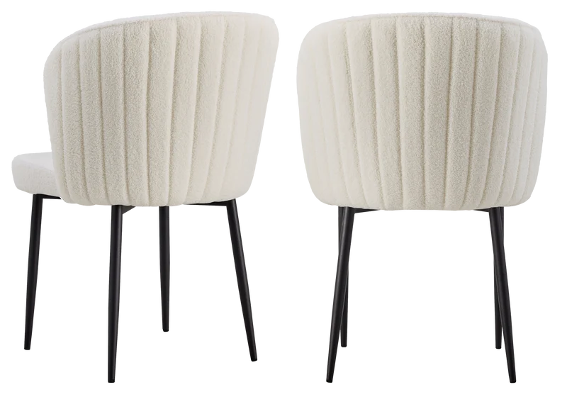 Chaise de salle à manger design en tissu bouclé écru - Diva x4