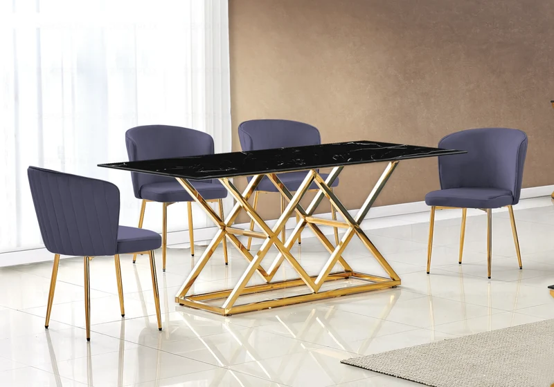 Chaise de salle à manger design en velours anthracite - Diva x4