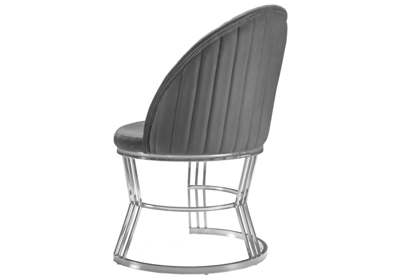 Fauteuils de table en velours gris plissé argenté - Caris x2