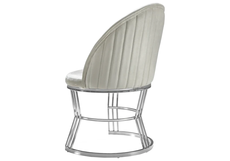 Fauteuils de table en velours beige plissé argenté - Caris x2