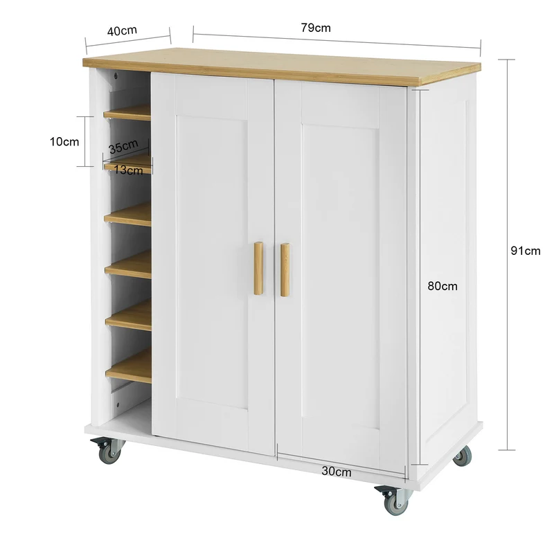 SoBuy FKW85-WN Desserte sur roulettes Chariot de Cuisine de Service à roulettes