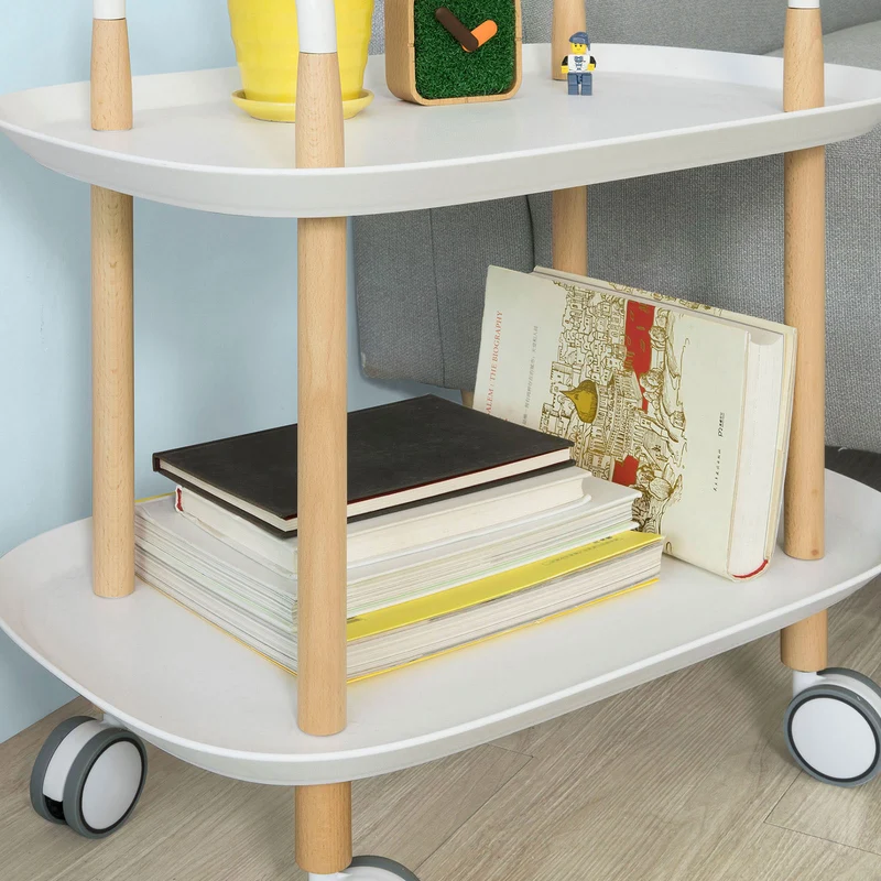 SoBuy FKW76-W Chariot de Servie Roulant à 2 Niveaux Table à Roulettes de Service Desserte