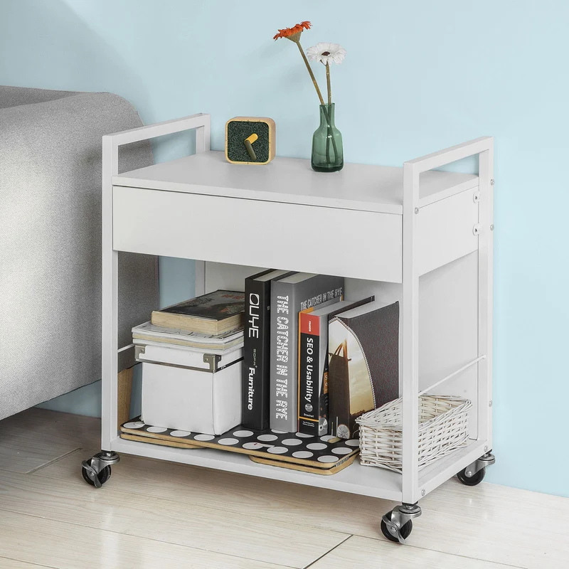SoBuy FKW50-W Meuble de rangement Multi-usages Chariot de cuisine de service roulant