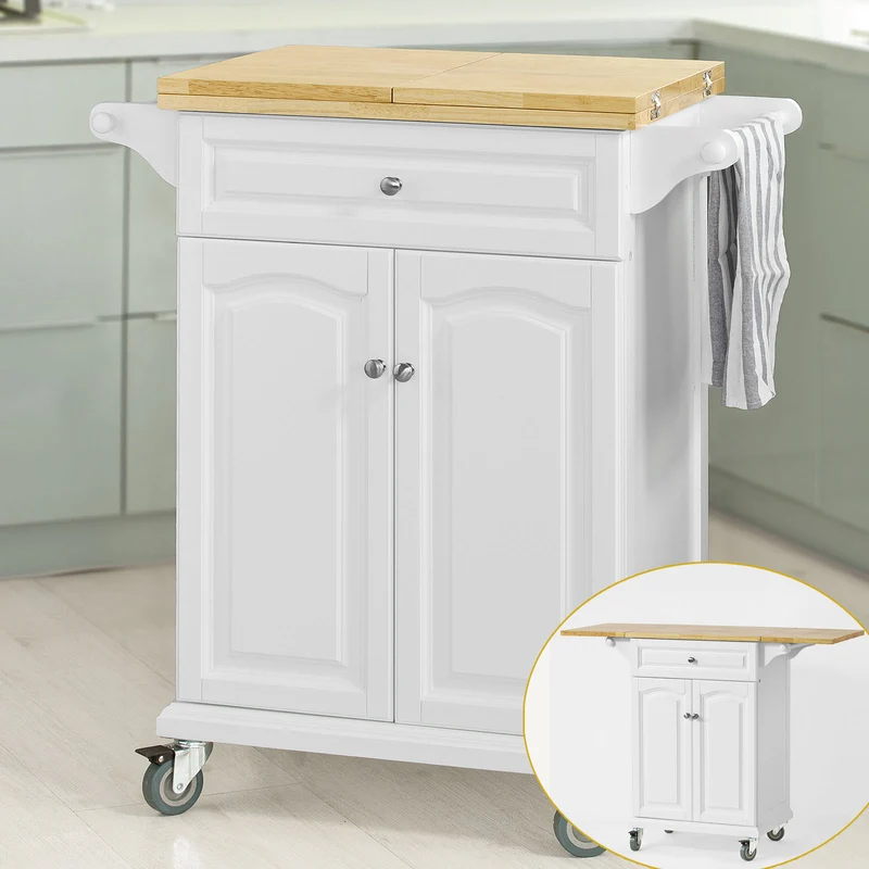 SoBuy FKW36-WN Table roulante Meuble de Rangement pour Cuisine Chariot de Cuisine de Service