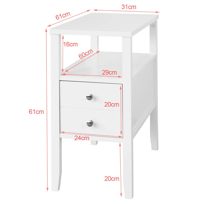 SoBuy FBT73-W Table d'Appoint Bout de Canapé Table Café Table Basse – 1 Tiroir