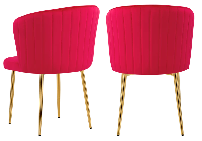Chaise de salle à manger design en velours fuchsia - Diva x4