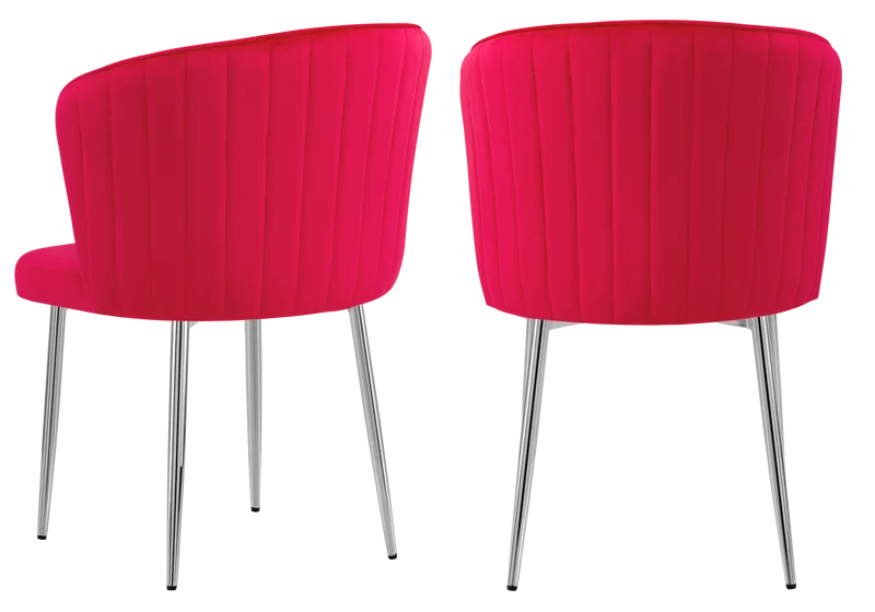 Chaise de salle à manger design en velours fuchsia - Diva x4