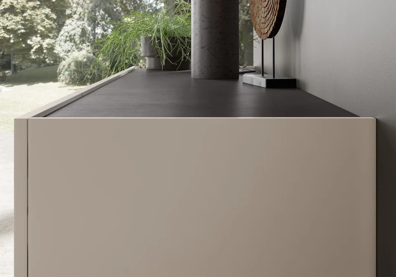 Buffet 4 portes effet marbre pieds métal - Kali