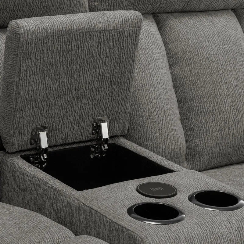 Causeuse motorisée en tissu avec console et ports USB intégrés