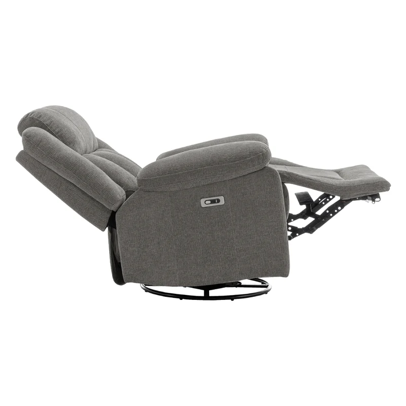 Fauteuil berçant, pivotant et motorisé en tissu avec port USB intégré