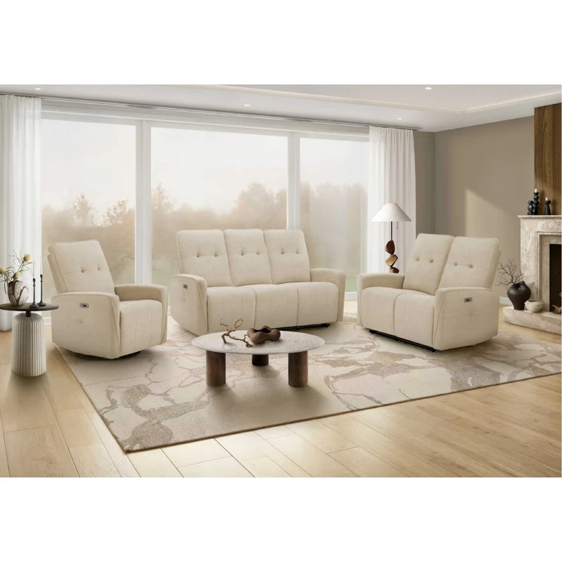 Sofa motorisé en tissu avec ports USB intégrés
