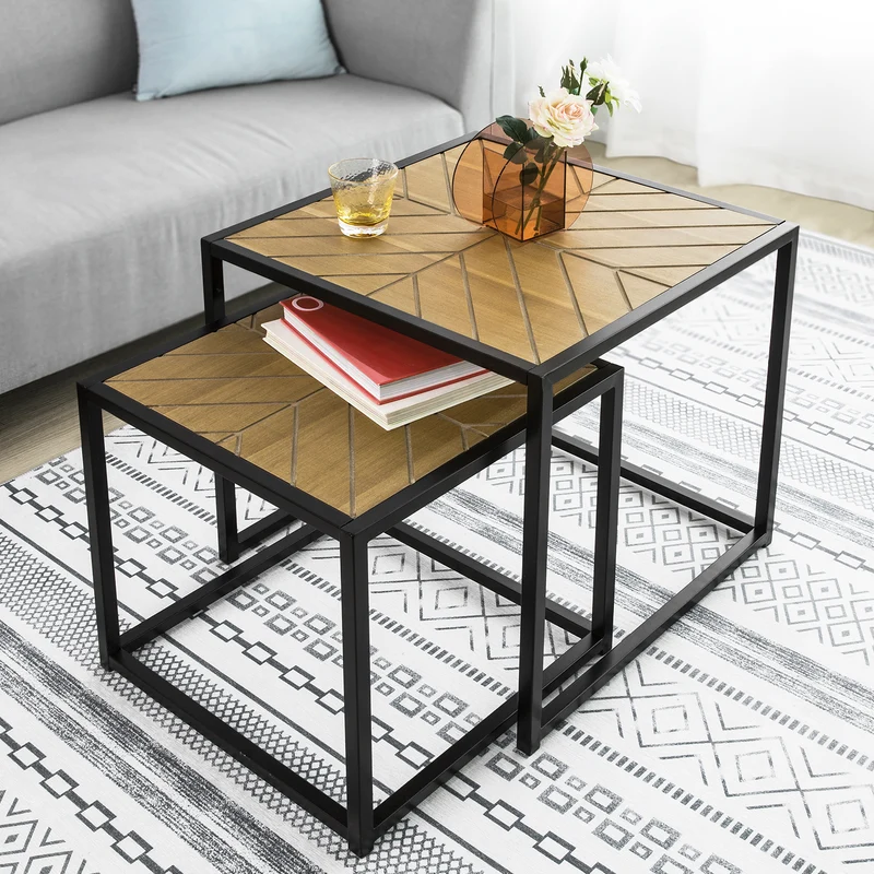 SoBuy FBT76-N Set de 2 Tables Basses Gigognes Table café Table d'Appoint Table Basse de Salon