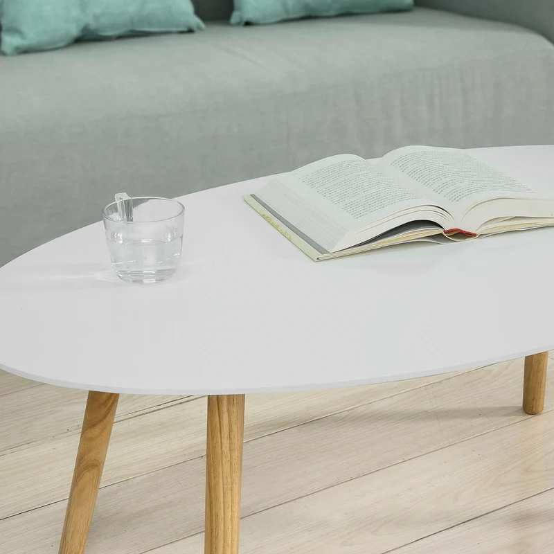 SoBuy FBT61-W Table Basse ovale Table d’appoint Design Moderne Table de Salon en Bois