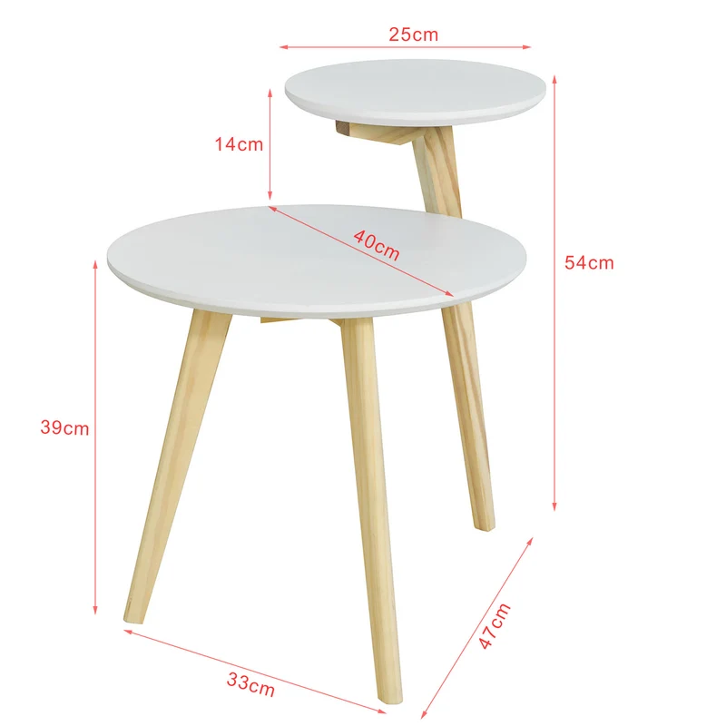 SoBuy FBT53-WN Table Basse Design Table d'Appoint Ronde Table Café, 2 plateaux, 3 pieds