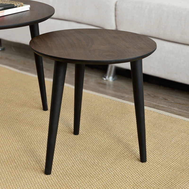 SoBuy FBT40-BR Set de 2, Tables Basses Gigognes Table Café Ronde