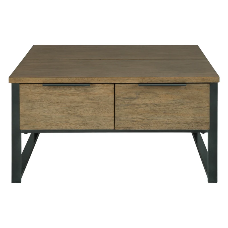 Table basse en placage/MDF brun clair avec plateau relevable - Montia
