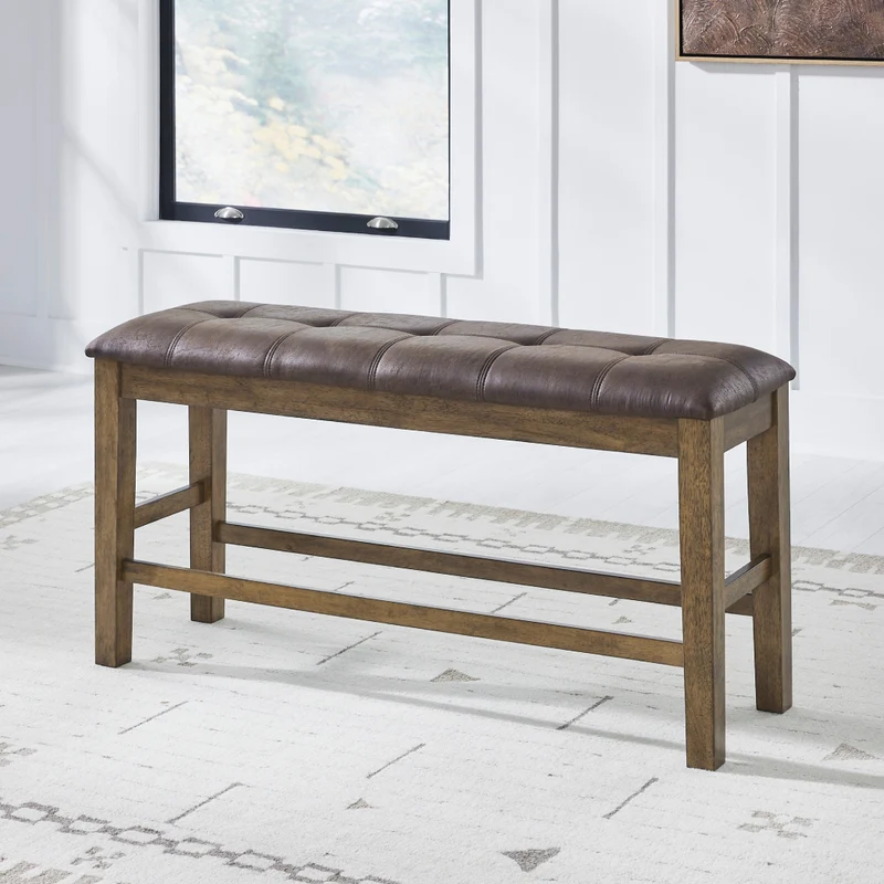Banc de salle à manger rembourré en aspect cuir brun - Urbinforte