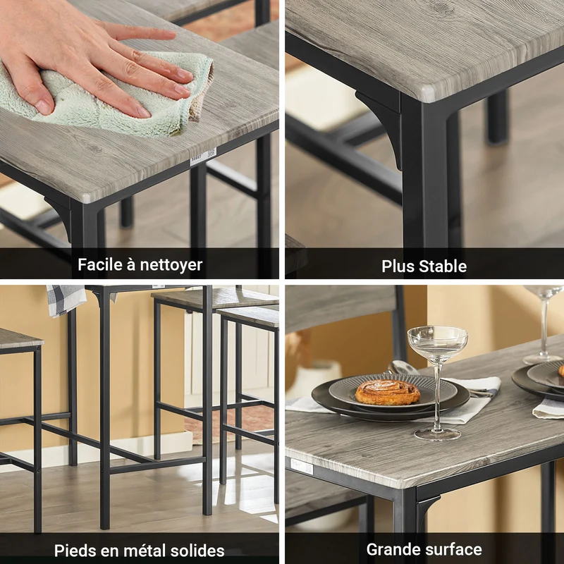 SoBuy OGT14-N Ensemble Table Haute avec 1 Table et 4 Tabourets, Format Gain de Place, pour Cuisine et Salle à Manger, Design Fonctionnel, Pratique – Naturel