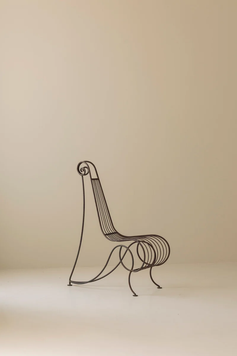 Wrought Iron Side Chair attributed André Dubreuil, France circa 1986