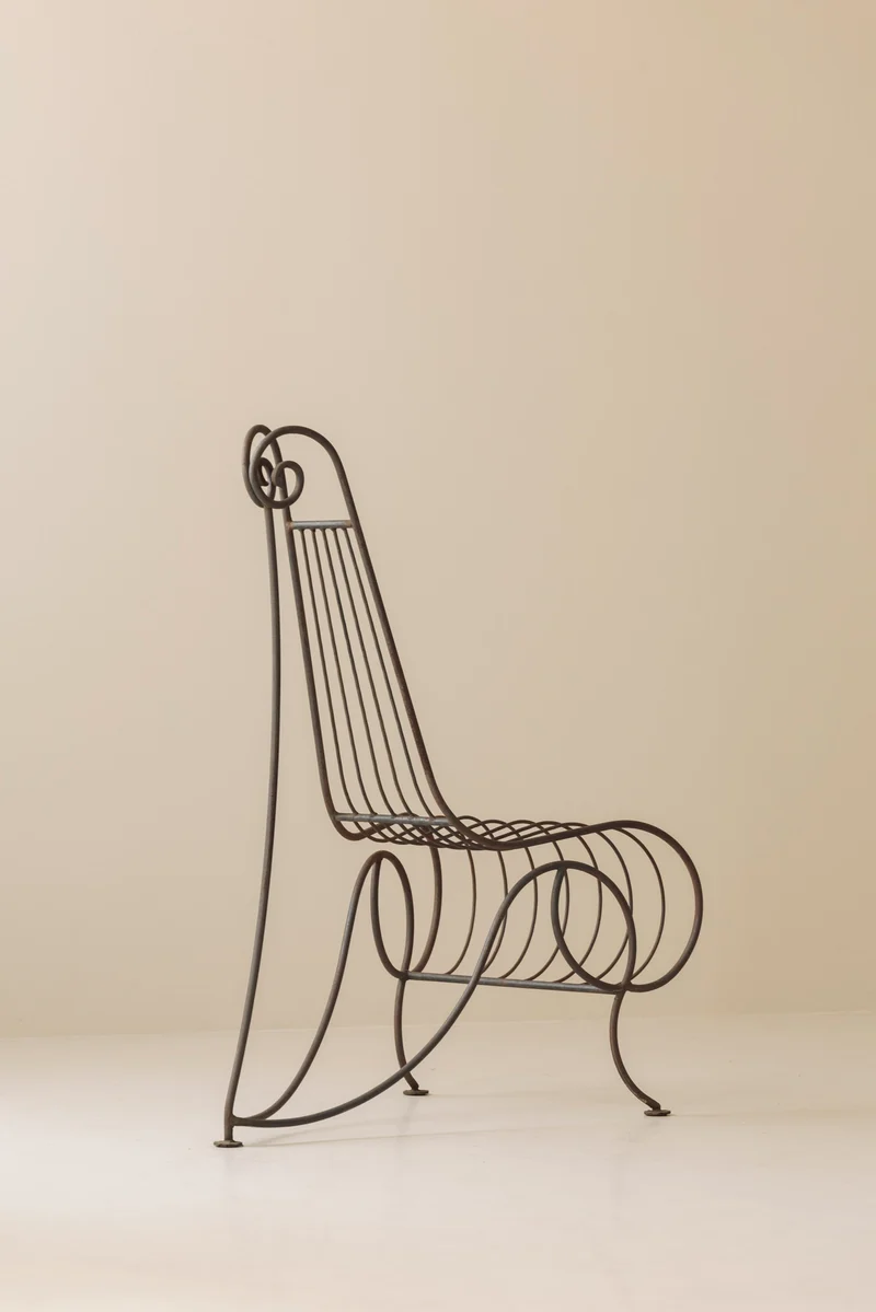 Wrought Iron Side Chair attributed André Dubreuil, France circa 1986