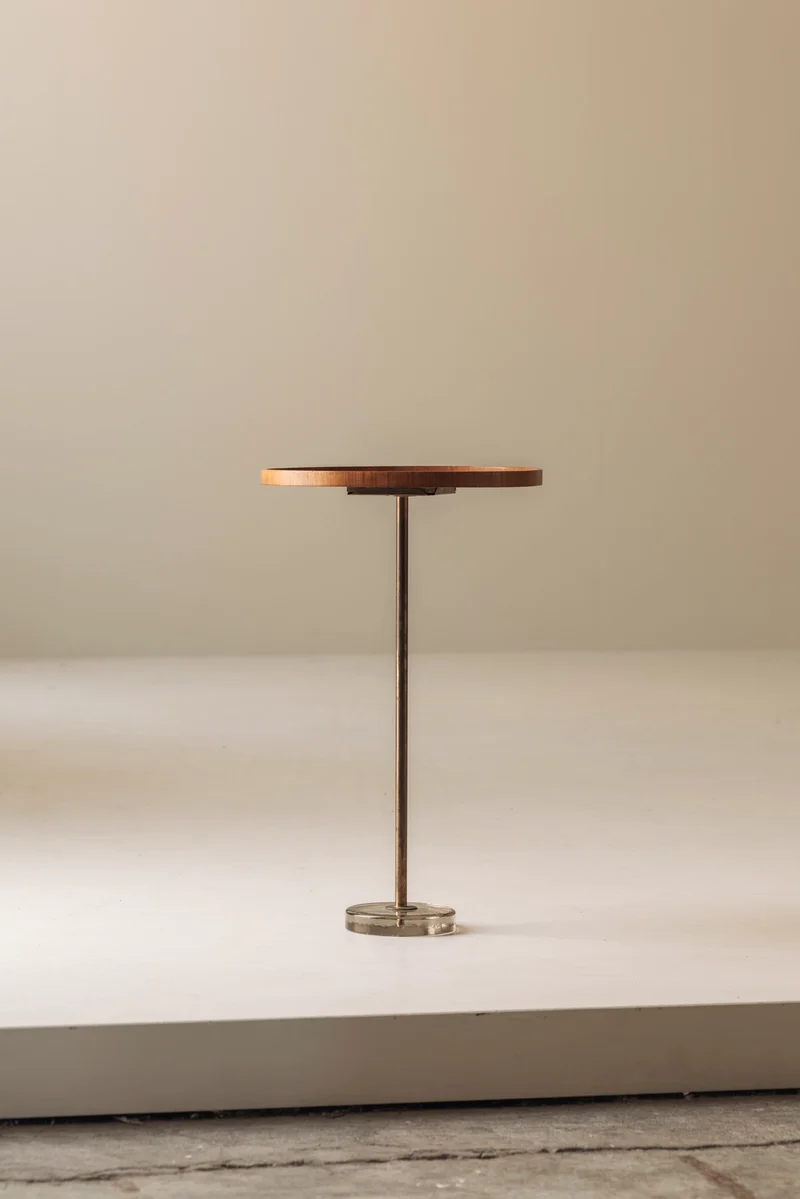 Exceptional Danish Side Table in Oak, Brass and Glass, Denmark 1960s