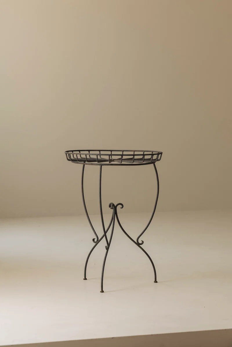 Wrought Iron Side Table attributed André Dubreuil, France 1986