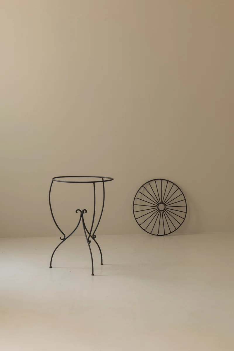 Wrought Iron Side Table attributed André Dubreuil, France 1986