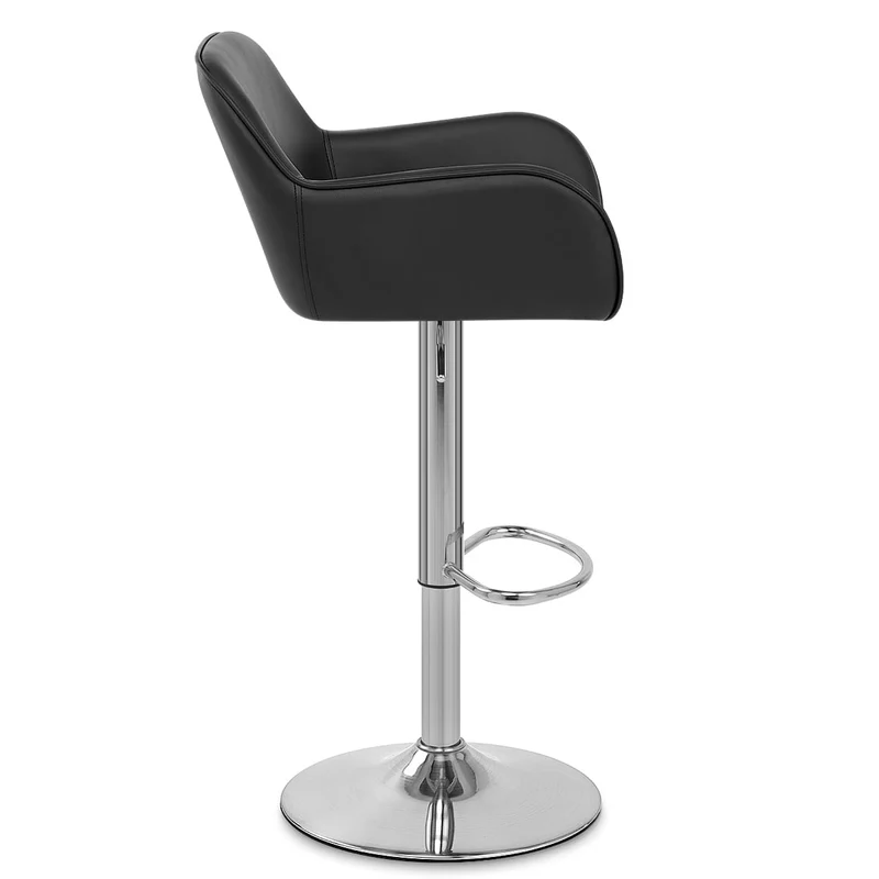 Chaise de Bar Chrome Brossé Faux Cuir - Berlin Noir