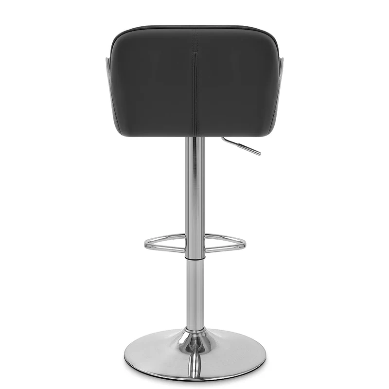 Chaise de Bar Chrome Brossé Faux Cuir - Berlin Noir