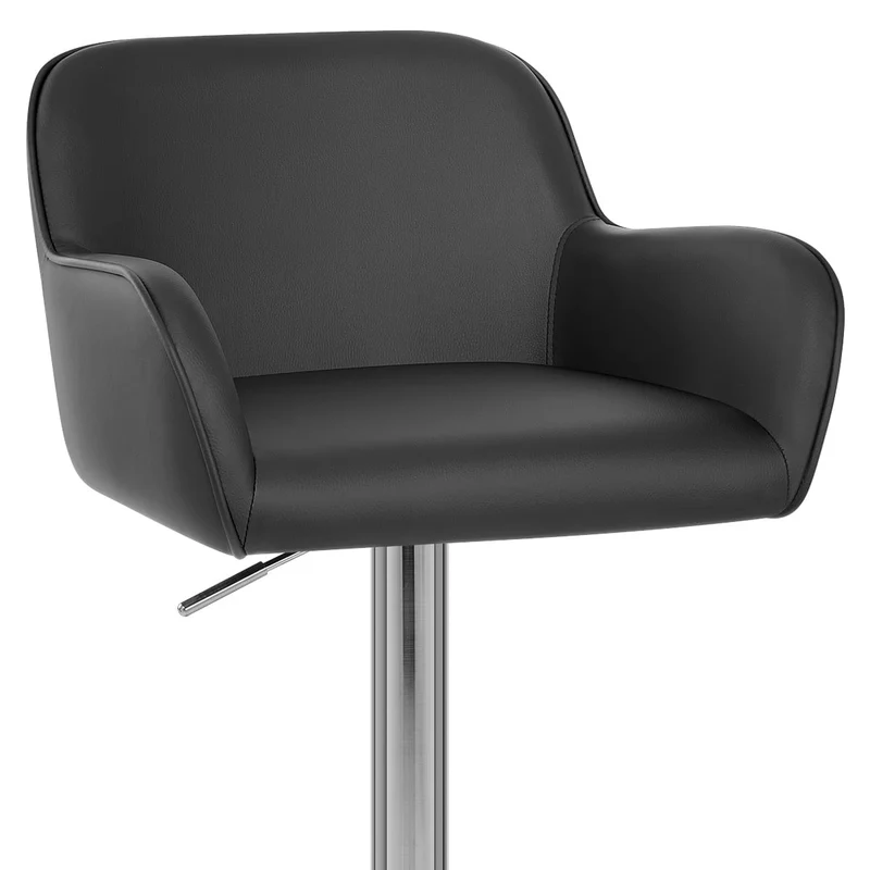 Chaise de Bar Chrome Brossé Faux Cuir - Berlin Noir