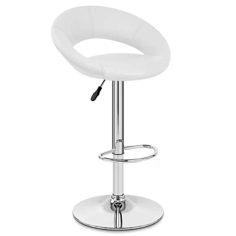 Chaise de Bar Faux Cuir Chrome - Crescent Matelassé Blanc