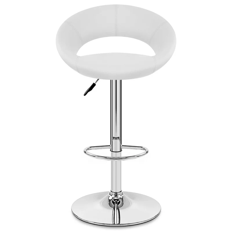 Chaise de Bar Faux Cuir Chrome - Crescent Matelassé Blanc