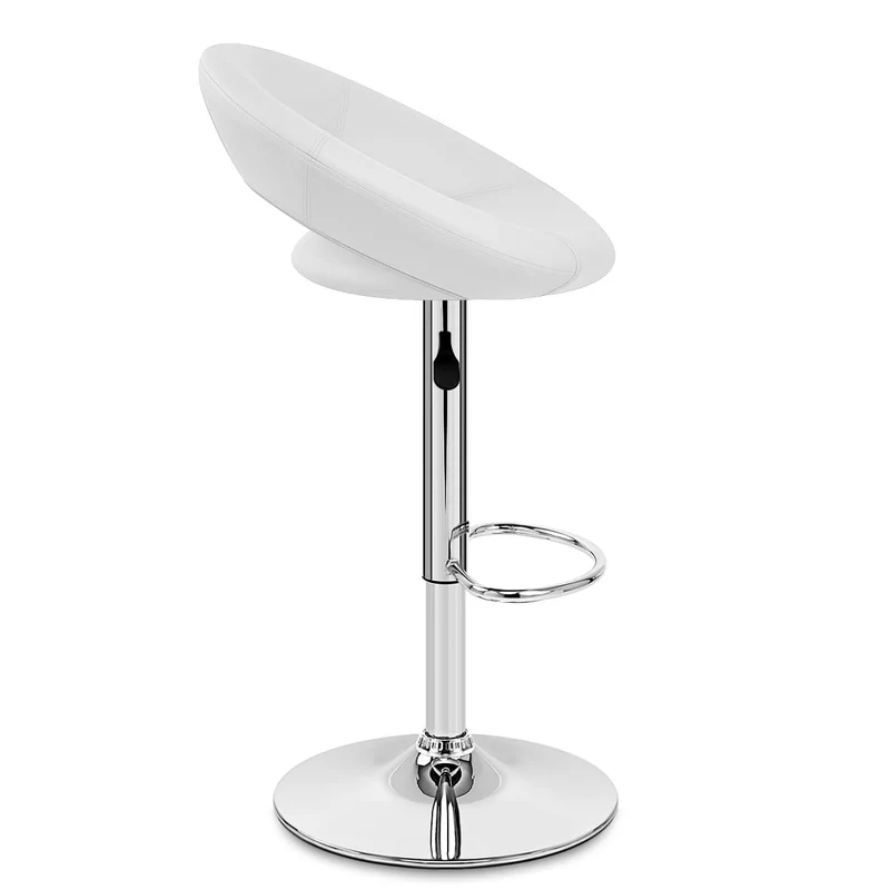 Chaise de Bar Faux Cuir Chrome - Crescent Matelassé Blanc
