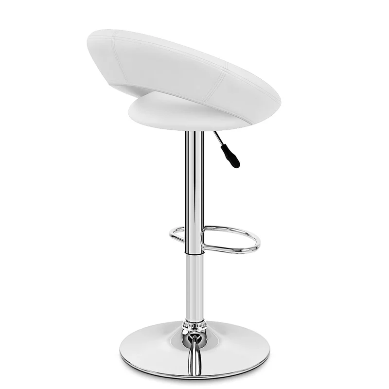 Chaise de Bar Faux Cuir Chrome - Crescent Matelassé Blanc