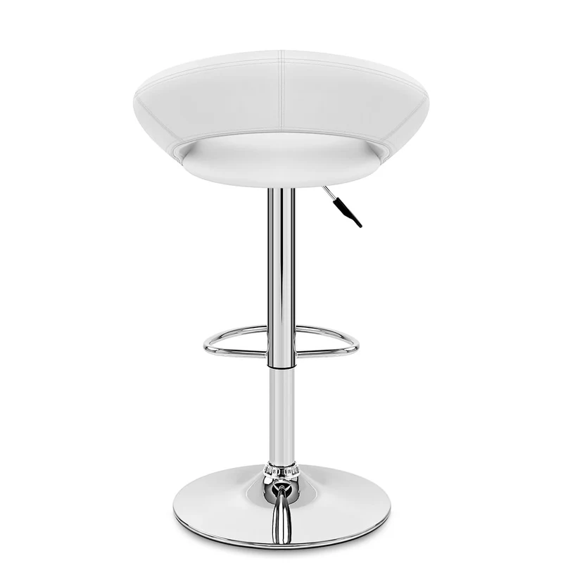 Chaise de Bar Faux Cuir Chrome - Crescent Matelassé Blanc