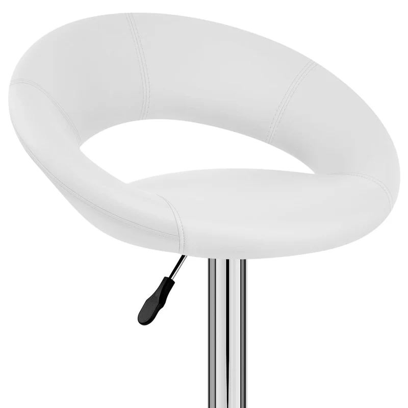 Chaise de Bar Faux Cuir Chrome - Crescent Matelassé Blanc