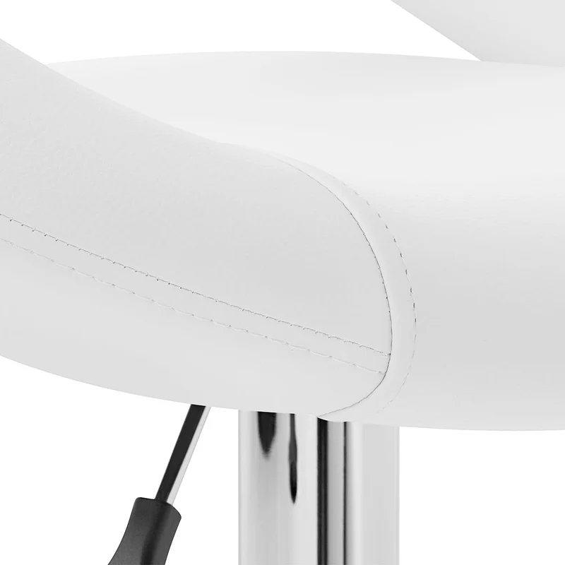 Chaise de Bar Faux Cuir Chrome - Crescent Matelassé Blanc